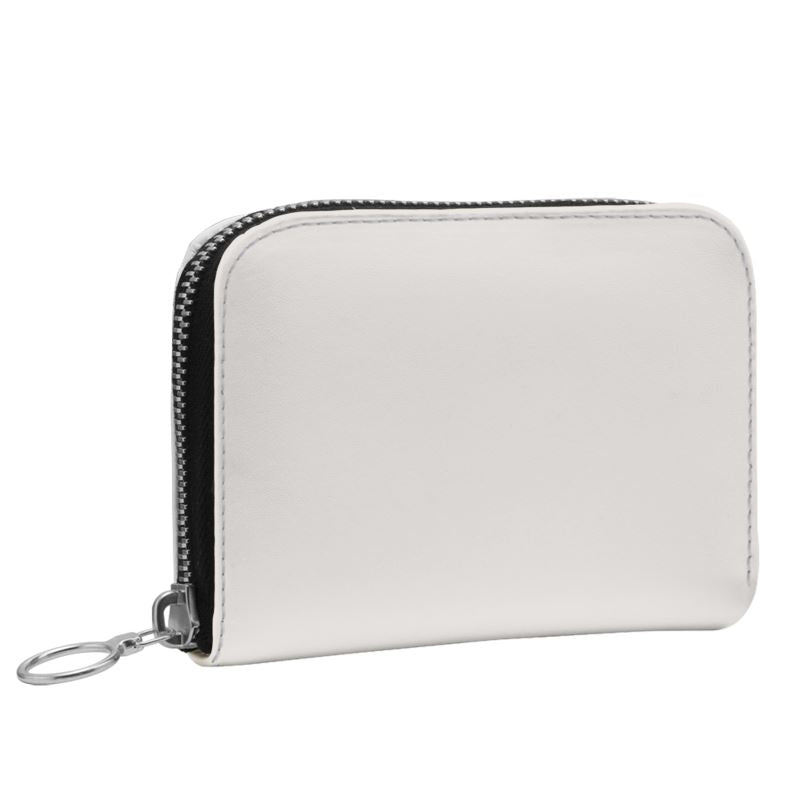 Small Leather Zip Wallet in Oat