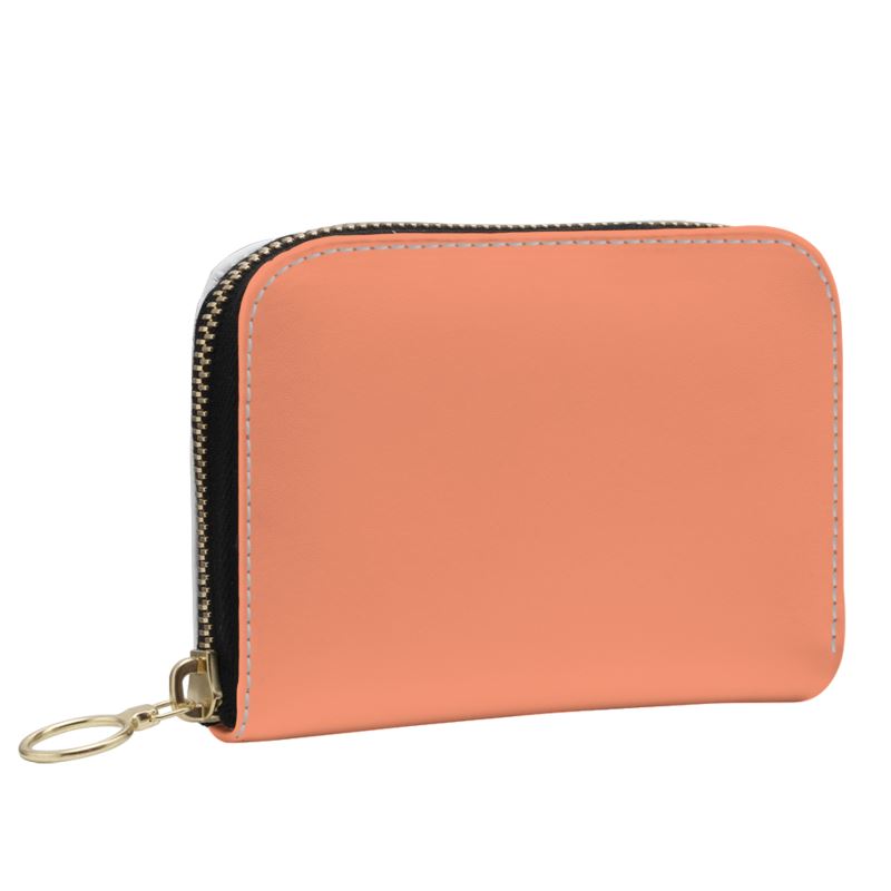 Small Leather Zip Wallet in Melon