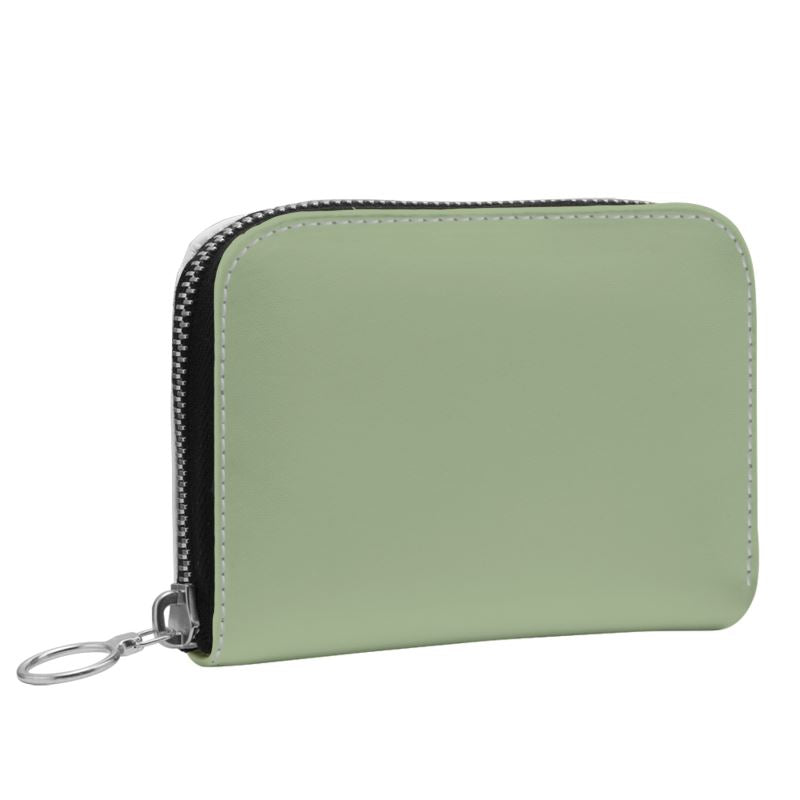 Small Leather Zip Wallet in Sage