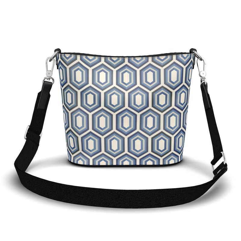 Modern Geo Mosaic Large Leather Bucket Tote