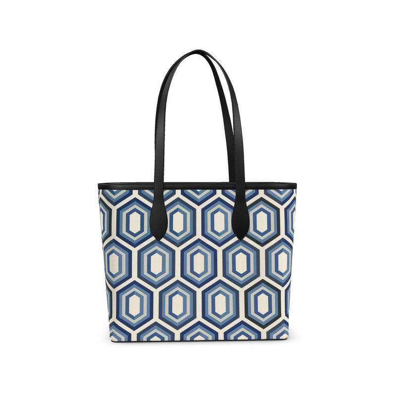 Modern Geo Mosaic Leather City Shopper