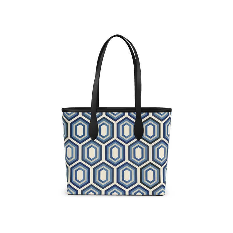 Modern Geo Mosaic Leather City Shopper