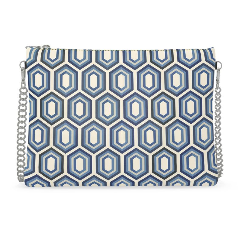 Modern Geo Mosaic Crossbody Bag With Chain