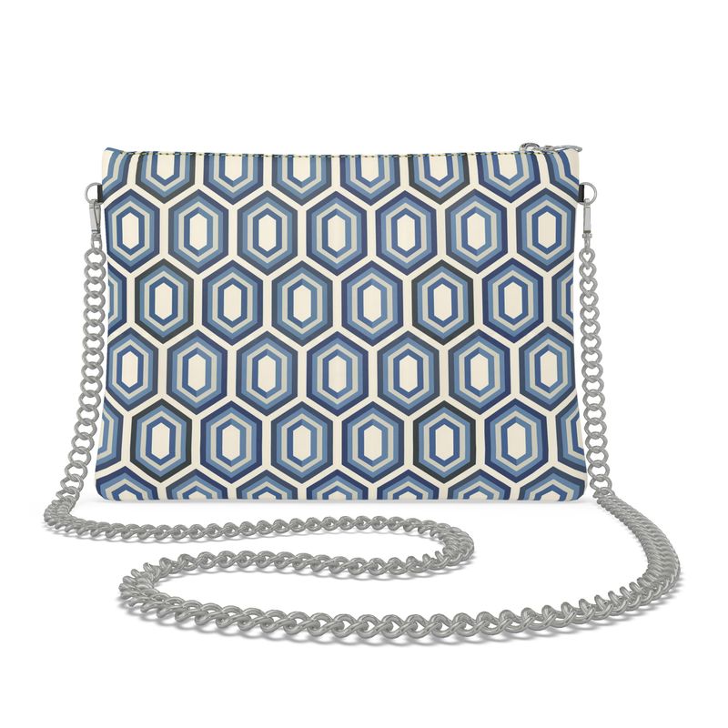 Modern Geo Mosaic Crossbody Bag With Chain