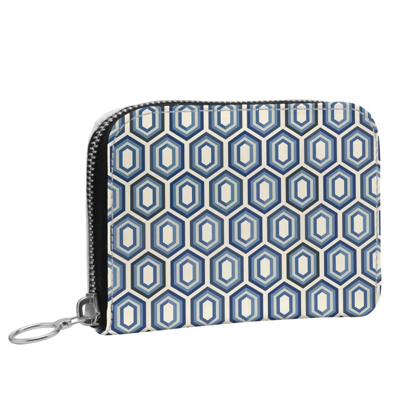 Modern Geo Mosaic Small Leather Zip Wallet