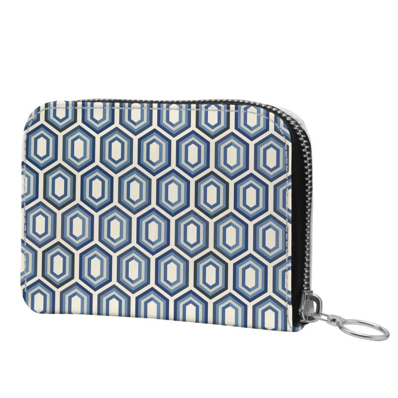 Modern Geo Mosaic Small Leather Zip Wallet