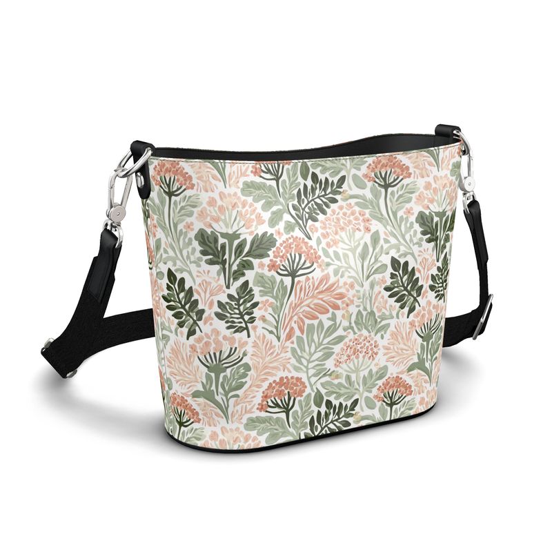 Wildflower Garden PInk Large Leather Bucket Tote