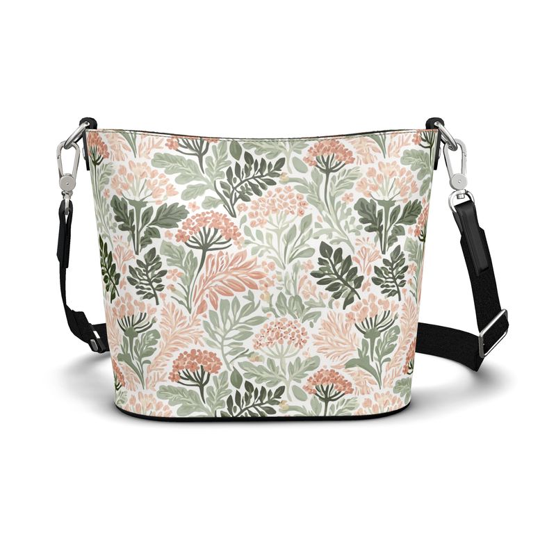 Wildflower Garden PInk Large Leather Bucket Tote