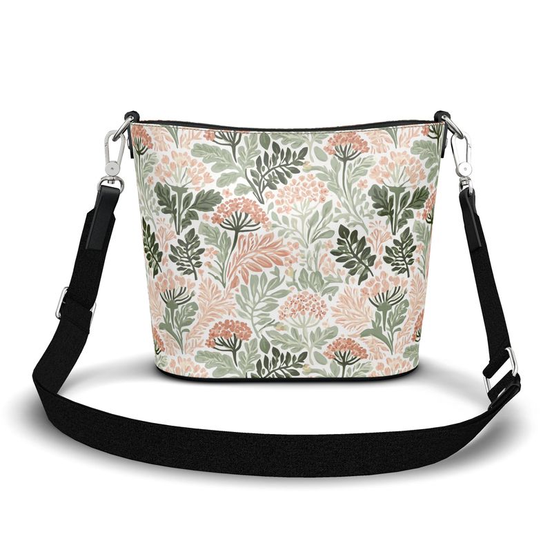 Wildflower Garden PInk Large Leather Bucket Tote