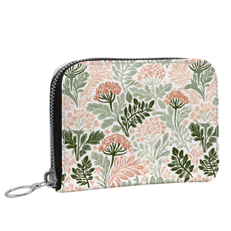 Wildflower Garden Pink Small Leather Zip Wallet