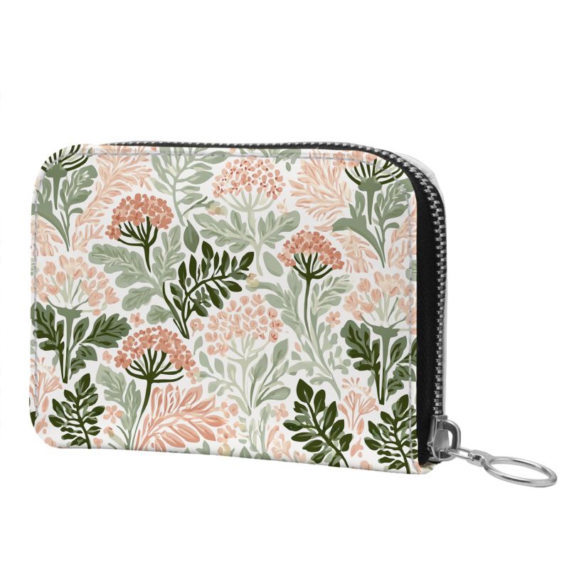 Wildflower Garden Pink Small Leather Zip Wallet