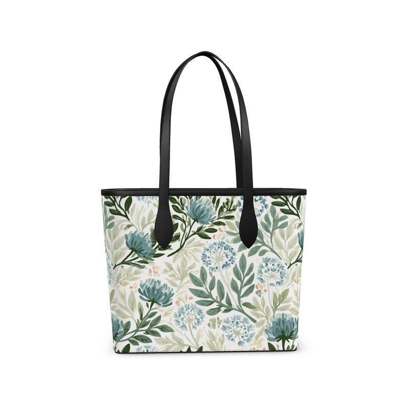 Wildflower Garden Blue Leather City Shopper
