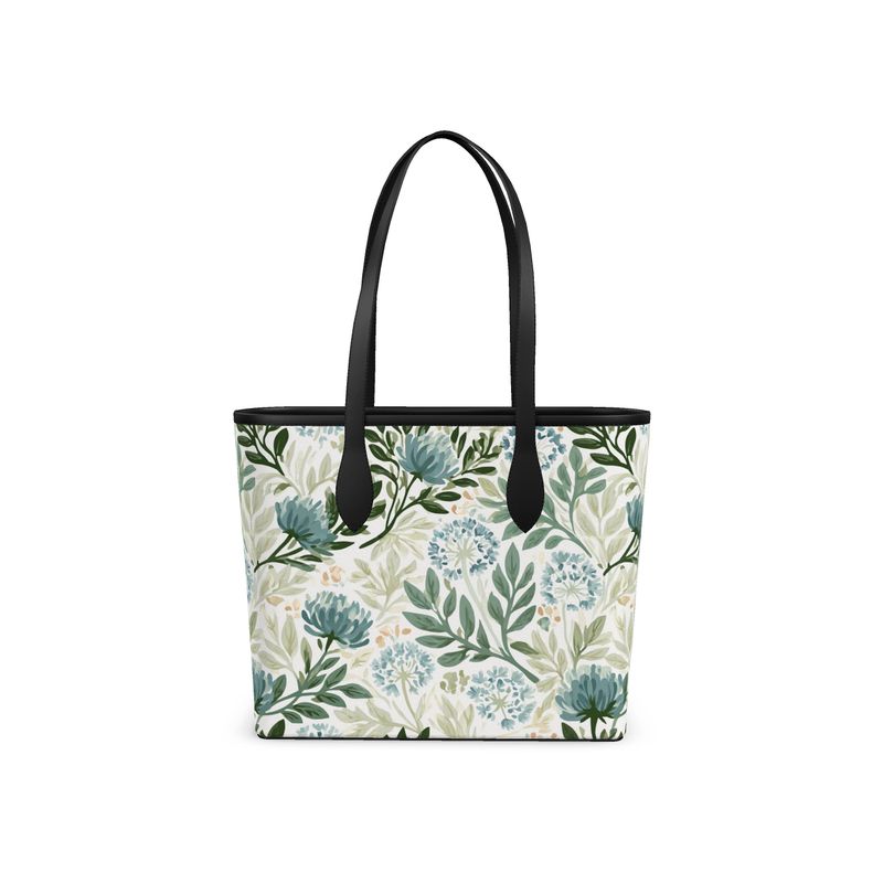 Wildflower Garden Blue Leather City Shopper