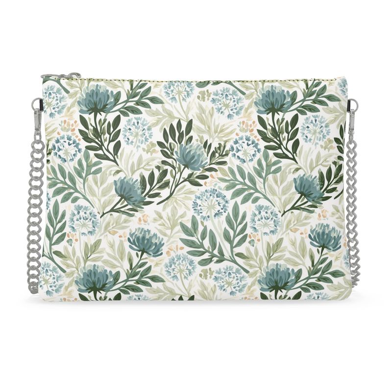 Wildflower Garden Blue Crossbody Bag With Chain