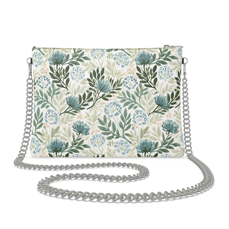 Wildflower Garden Blue Crossbody Bag With Chain