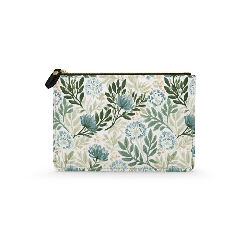 Wildflower Garden Blue Leather pouch
