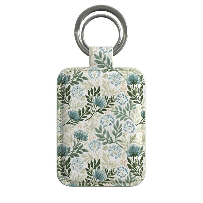 Wildflower Garden Blue Leather Keyring