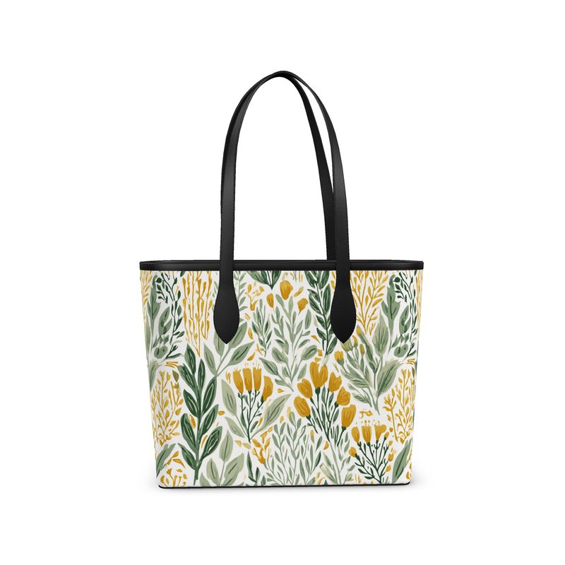Wildflower Garden Gold Leather City Shopper