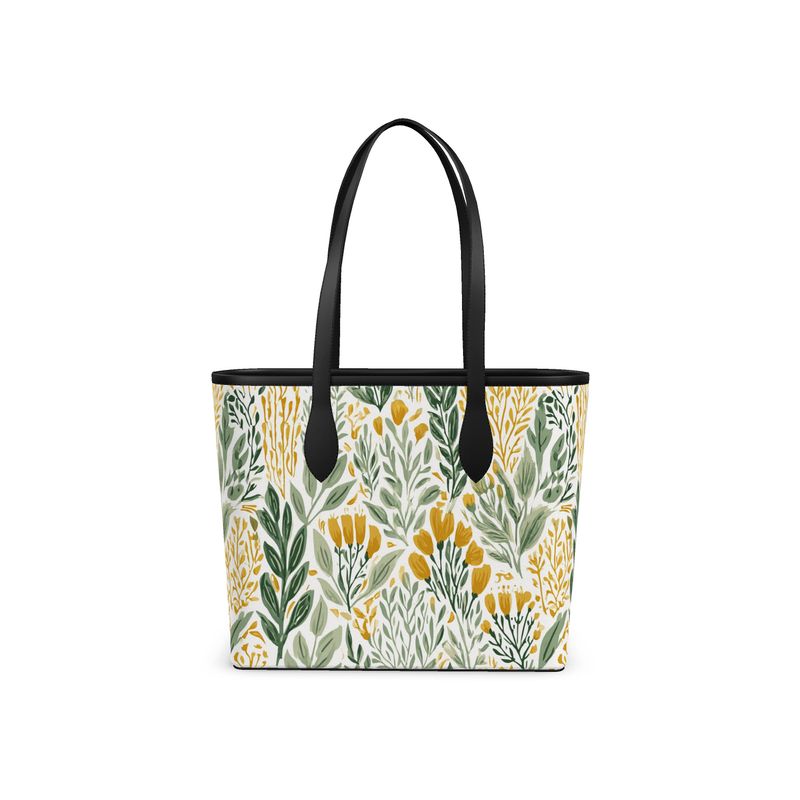 Wildflower Garden Gold Leather City Shopper