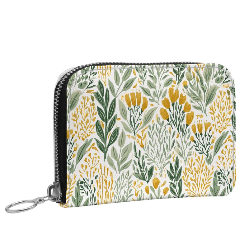 Wildflower Garden Small Leather Zip Wallet