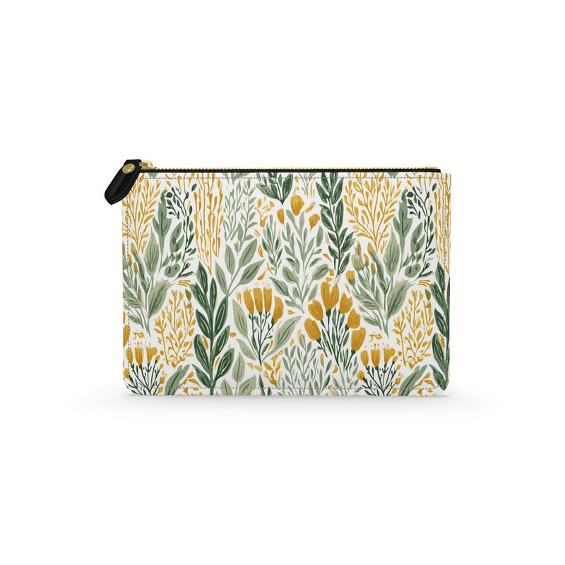 Wildflower Garden Gold Leather pouch