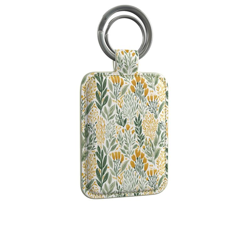 Wildflower Garden Gold Leather Keyring