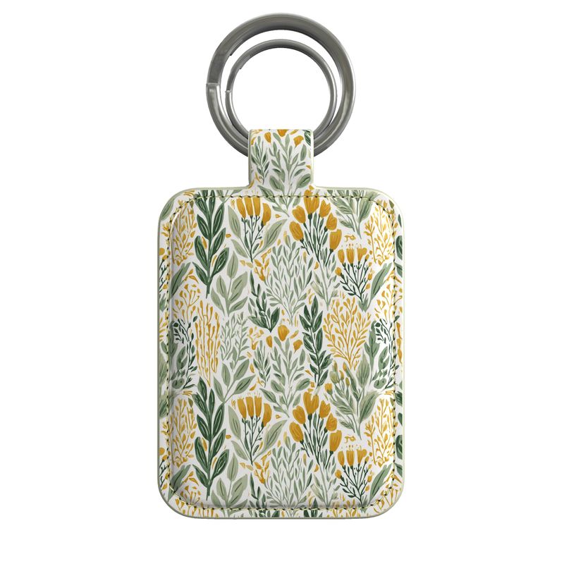 Wildflower Garden Gold Leather Keyring