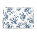 French Blue Rose Toile Leather Crossbody Bag with Chain