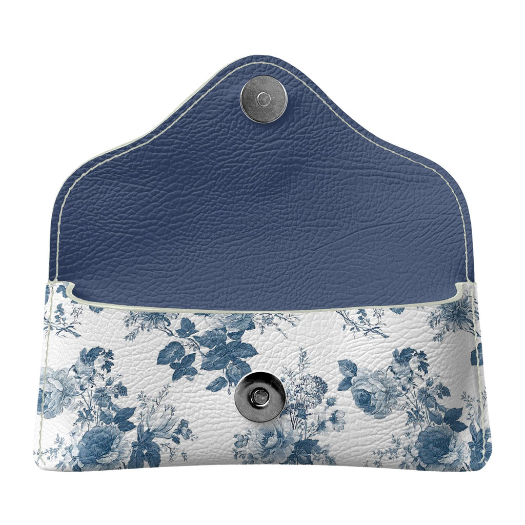 French Blue Rose Toile Flapover Glasses Case
