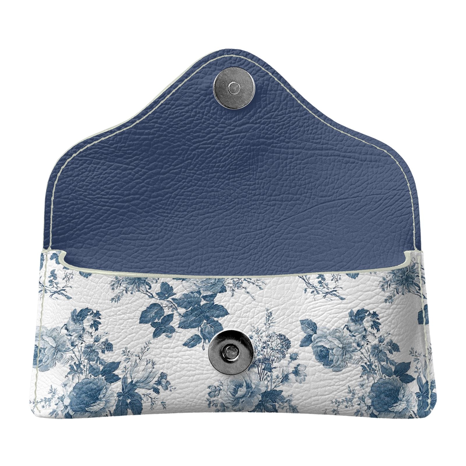 French Blue Rose Toile Flapover Glasses Case
