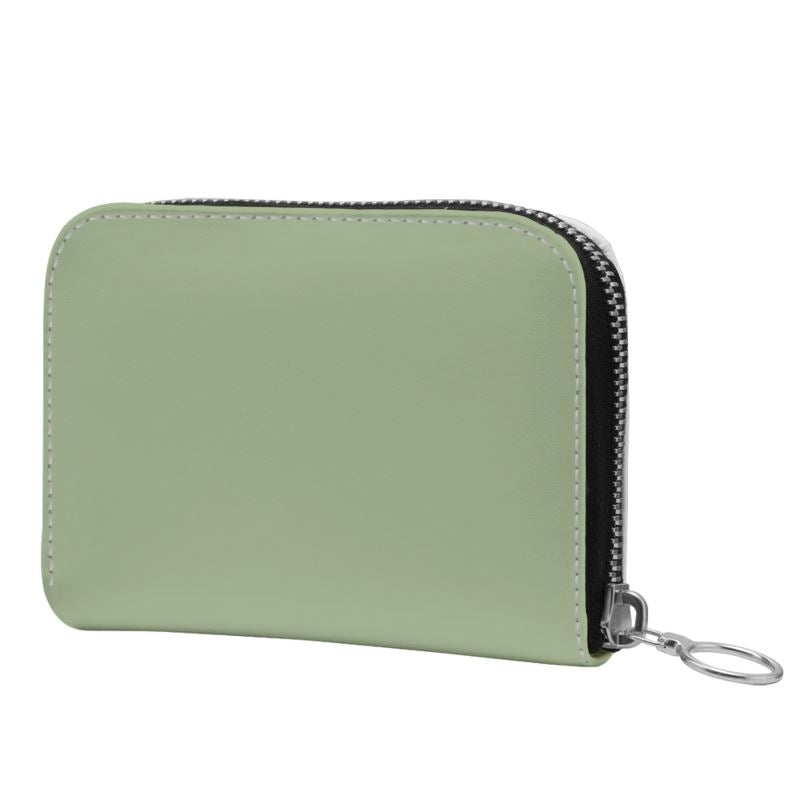 Small Leather Zip Wallet in Sage