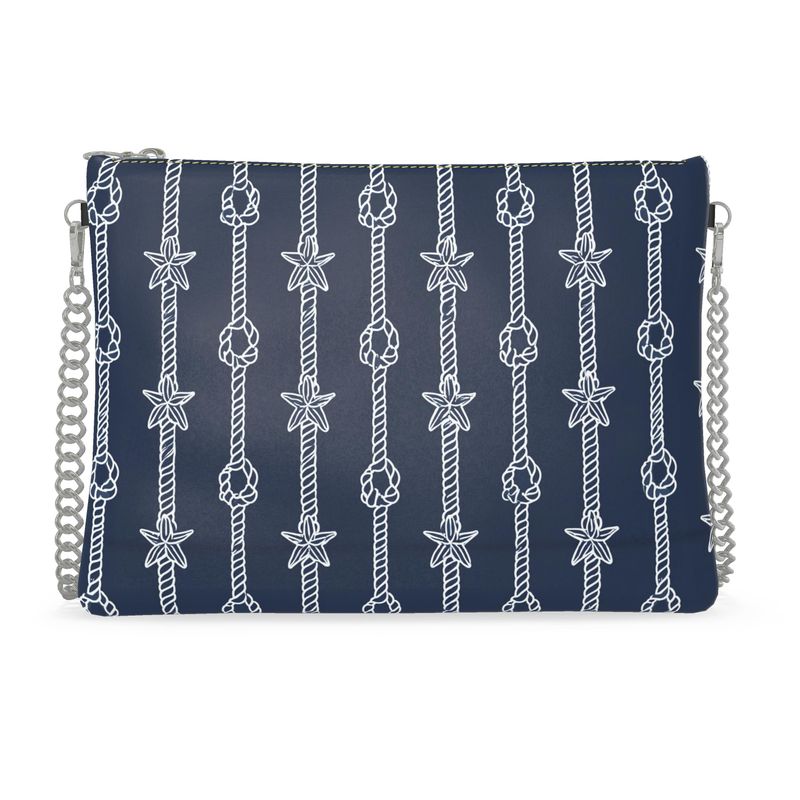 Harbor Ropes Navy Leather Crossbody Bag With Chain