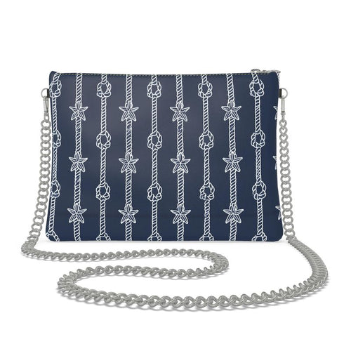 Harbor Ropes Navy Leather Crossbody Bag With Chain