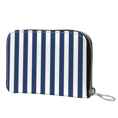 Harbor Stripe Navy Small Leather Zip Wallet