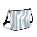 Harbor Stripe Lagoon Large Leather Bucket Tote