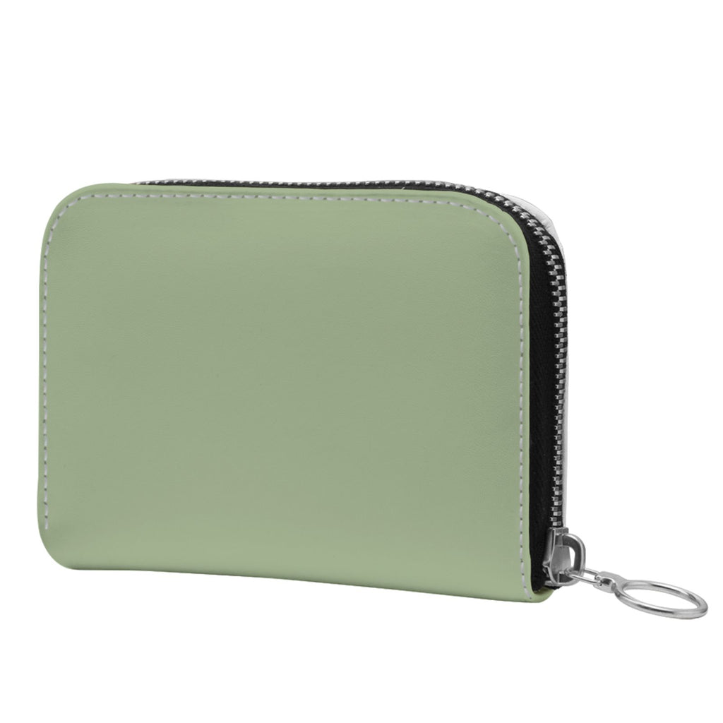 Small Leather Zip Wallet in Sage