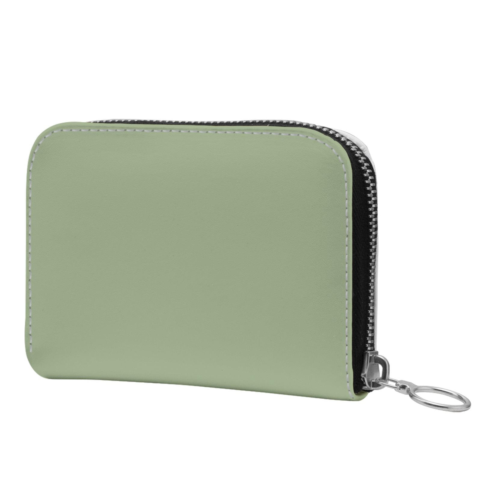 Small Leather Zip Wallet in Sage