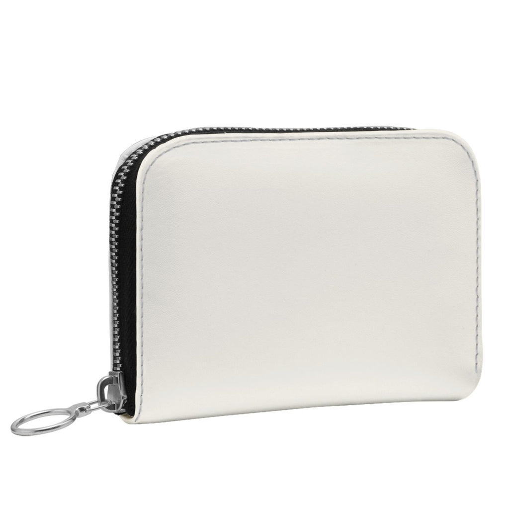 Small Leather Zip Wallet in Linen