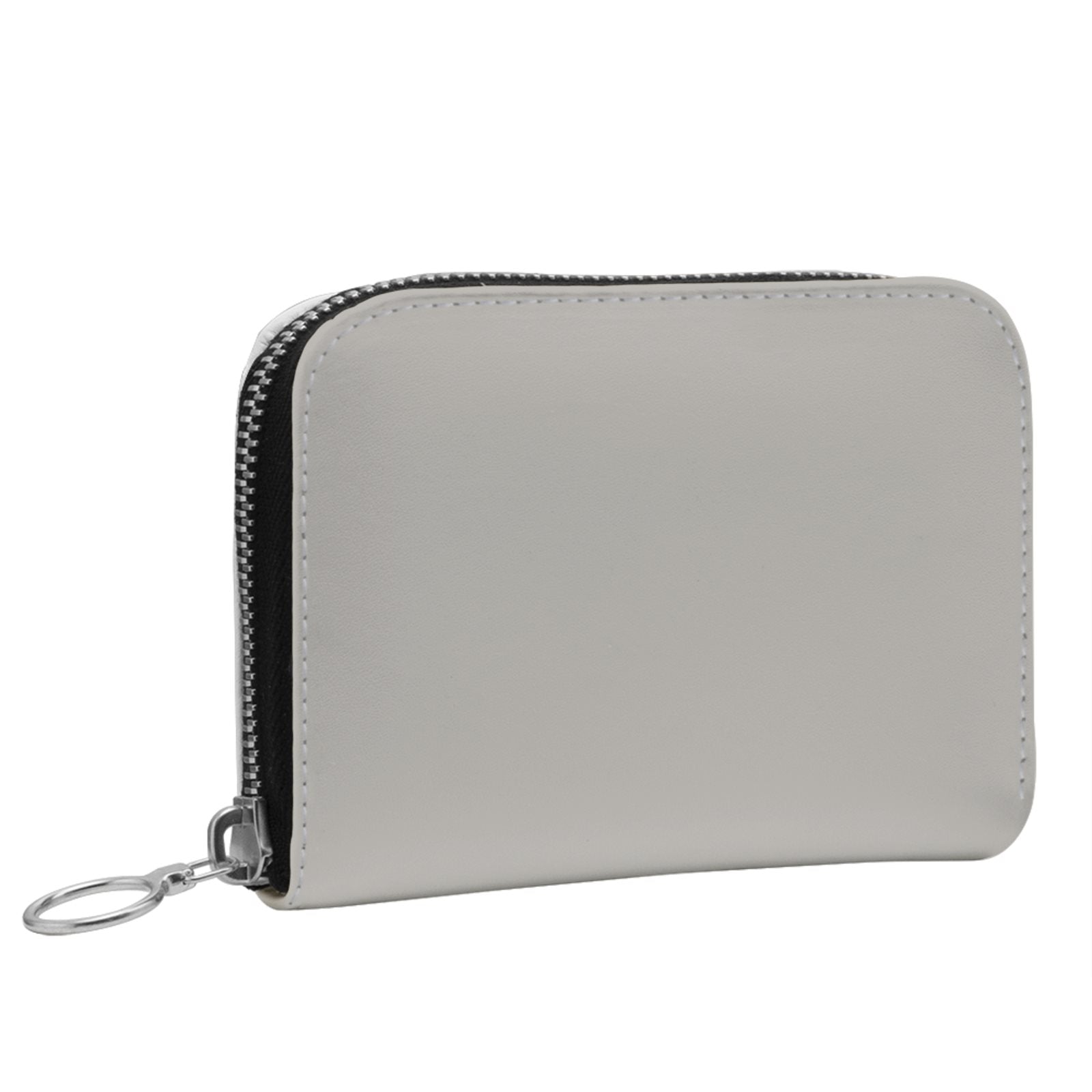 Small Leather Zip Wallet in Stone