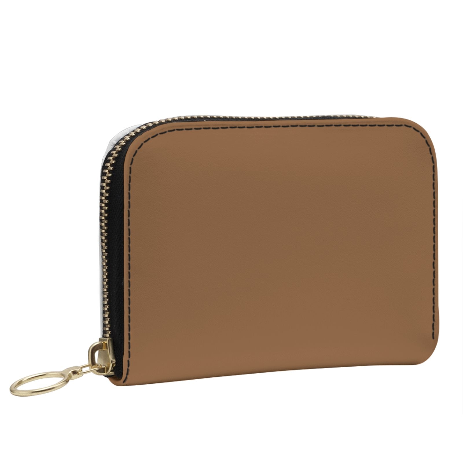 Small Leather Zip Wallet in Caramel