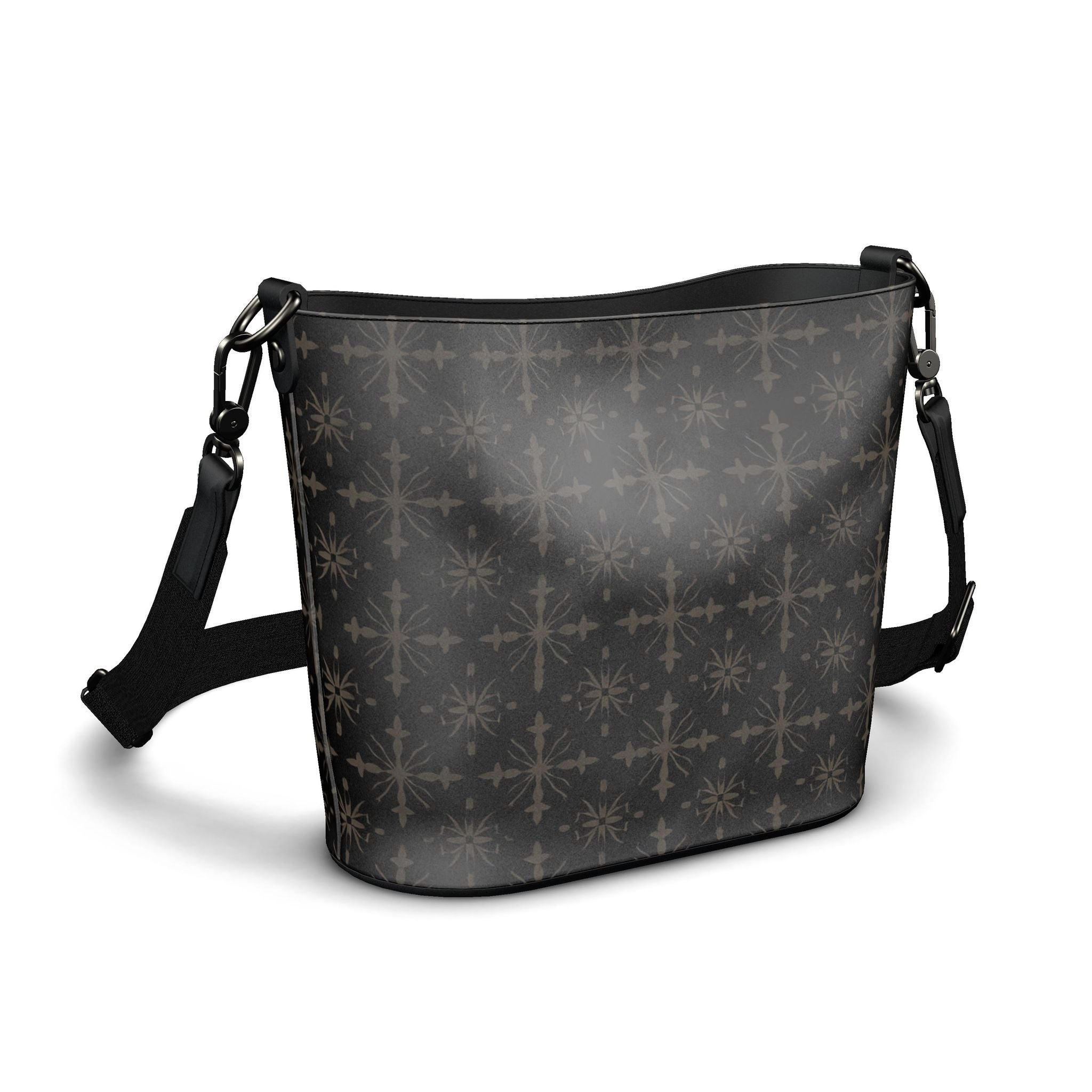 Noir Fleur Large Leather Bucket Tote