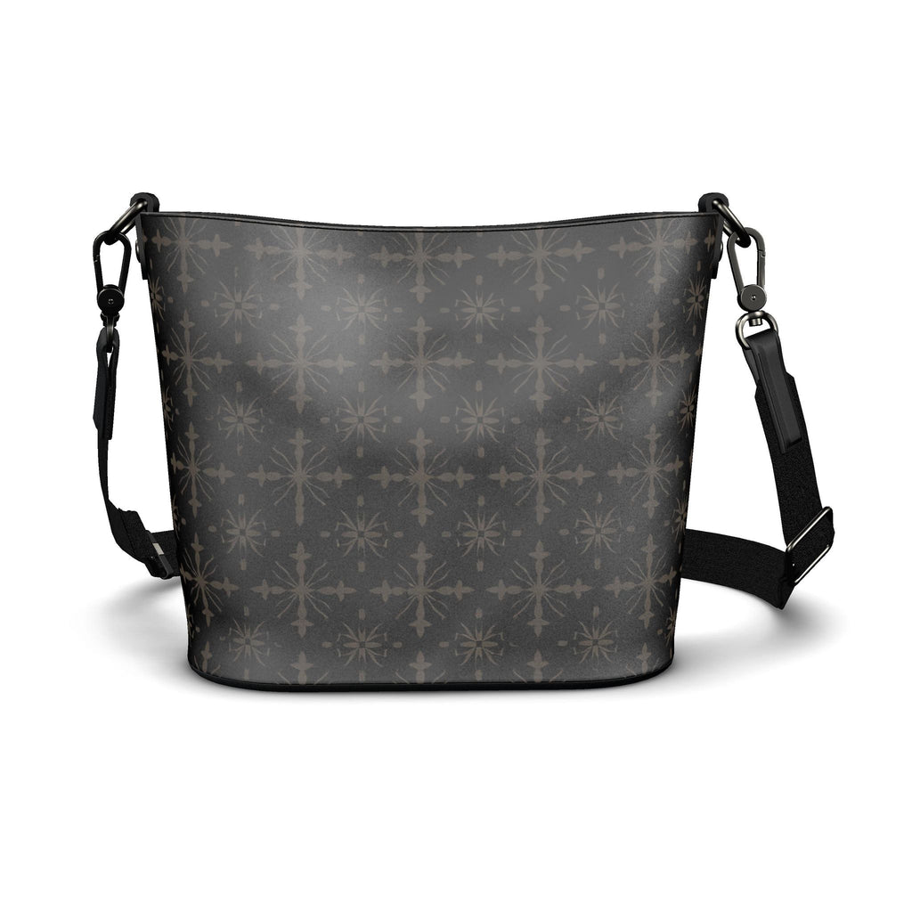 Noir Fleur Large Leather Bucket Tote