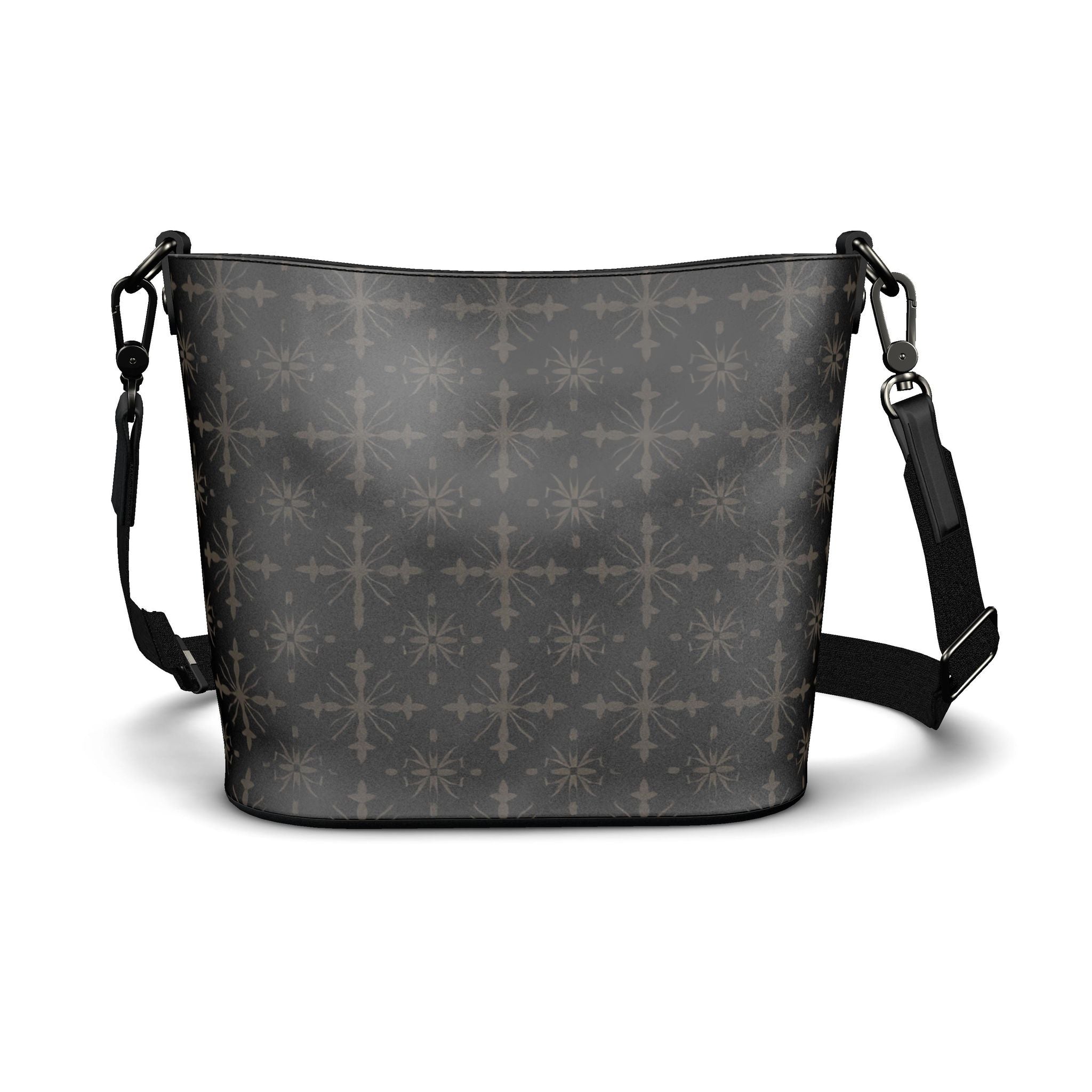 Noir Fleur Large Leather Bucket Tote