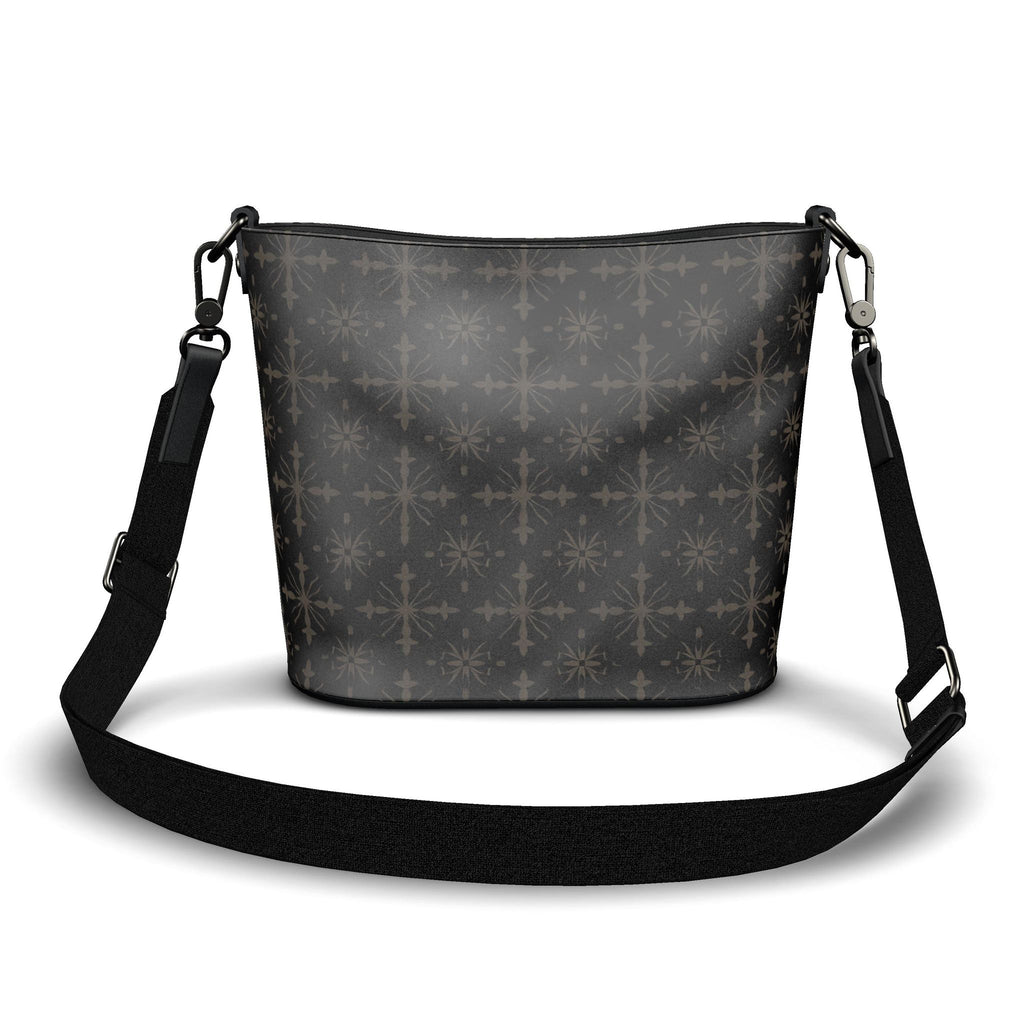 Noir Fleur Large Leather Bucket Tote