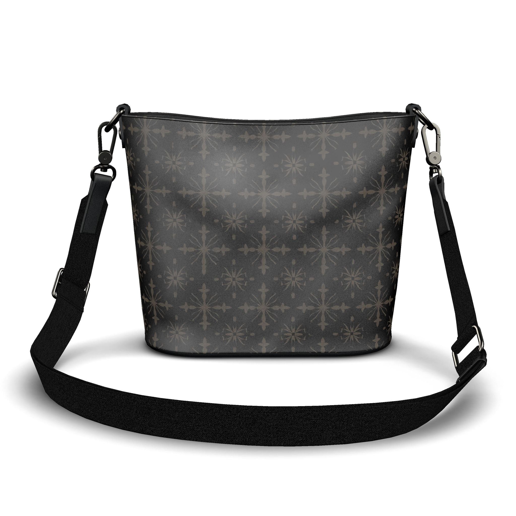 Noir Fleur Large Leather Bucket Tote