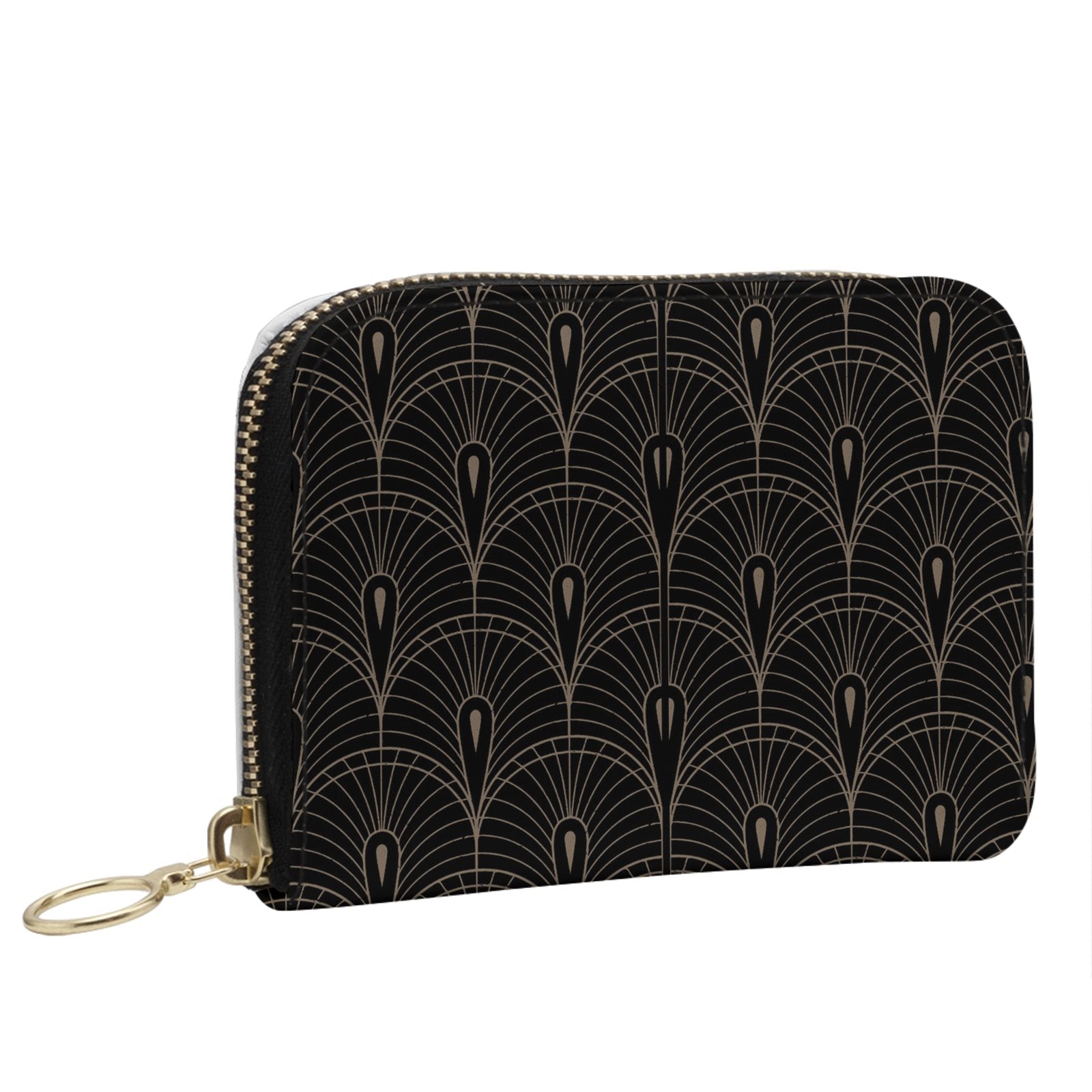 Noir Deco Small Leather Zip Wallet