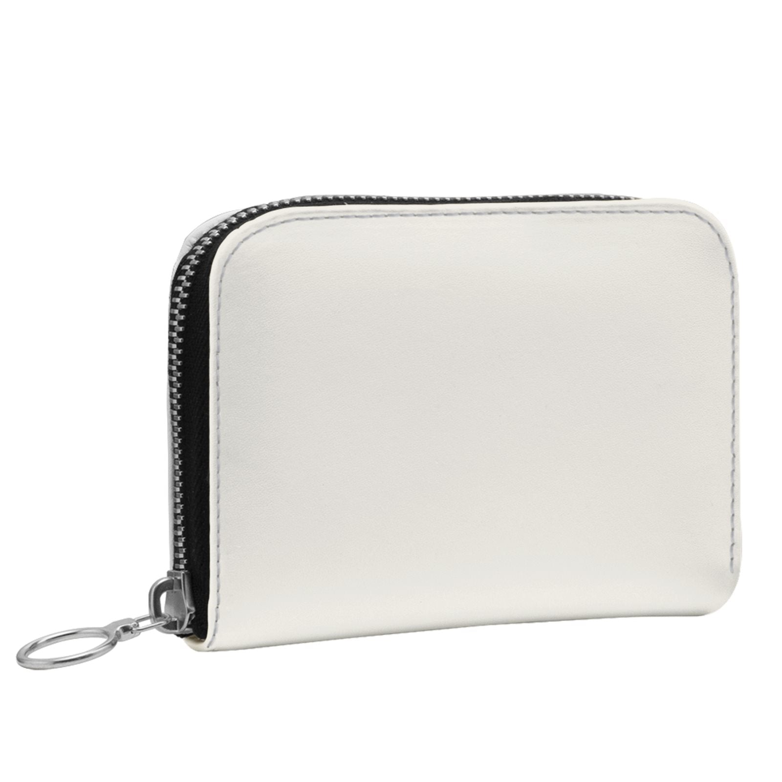 Small Leather Zip Wallet in Linen
