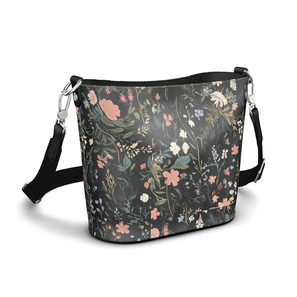 Midnight Garden Meadow Large Leather Bucket Tote