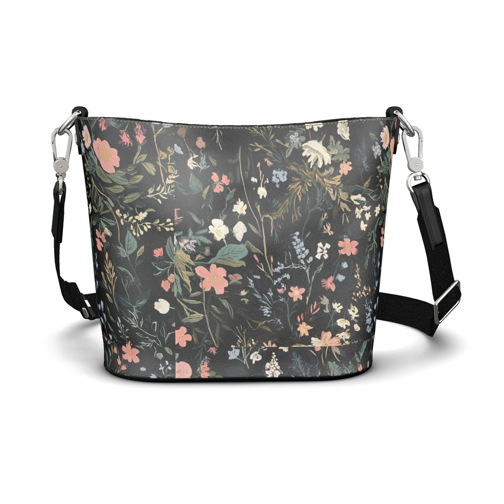 Midnight Garden Meadow Large Leather Bucket Tote