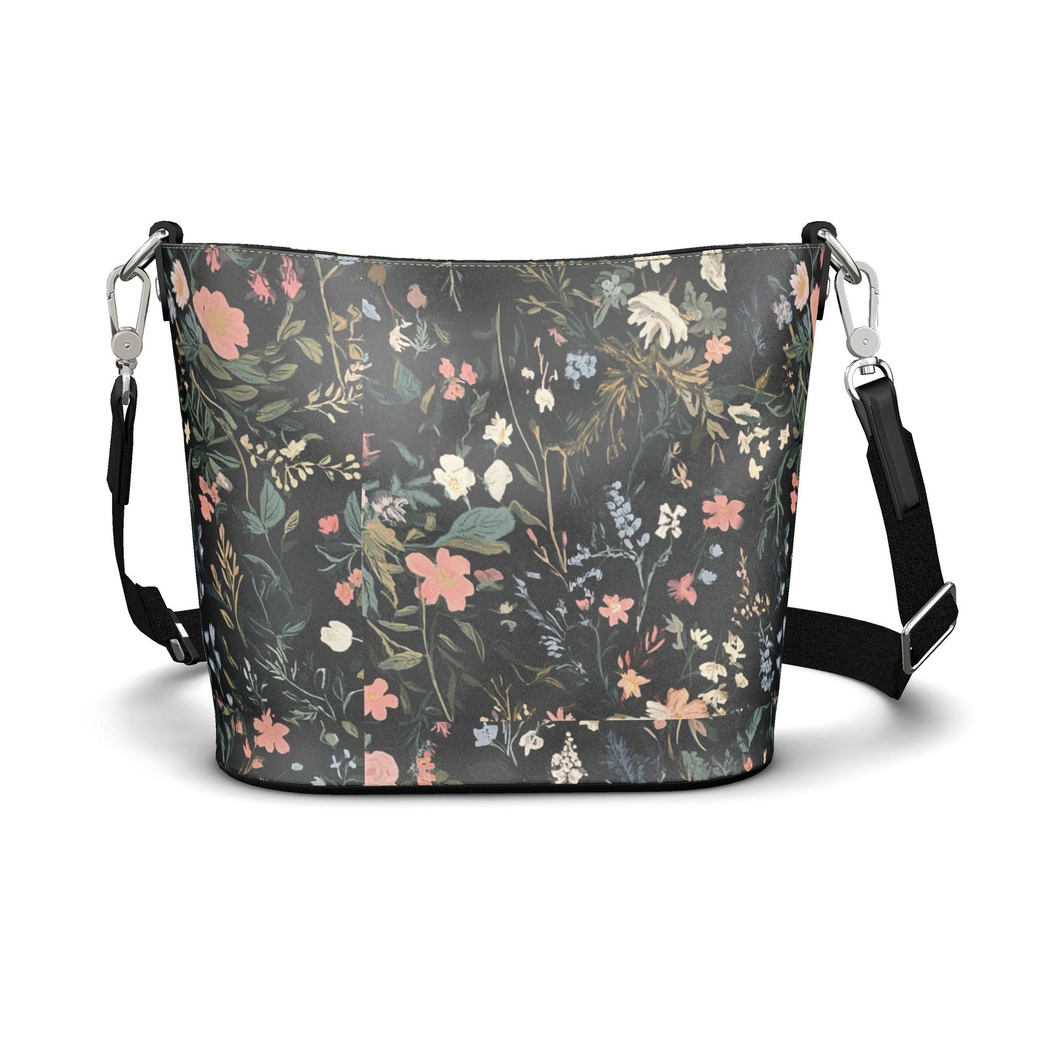 Midnight Garden Meadow Large Leather Bucket Tote